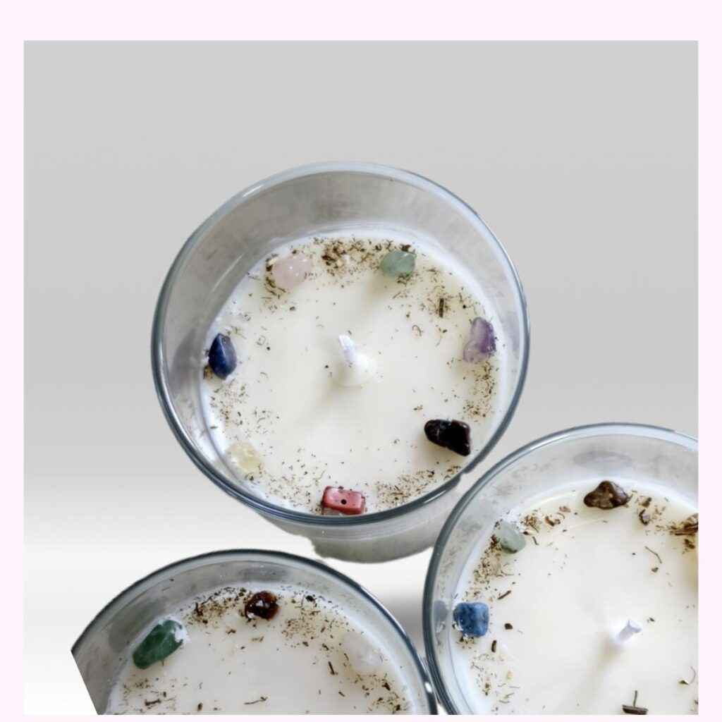 vela de cera de soja en vaso con 7 minerales