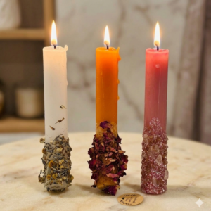 Set de Velas Paz, Amor y Atracción | Ritual Energético con Lavanda, Miel y Canela