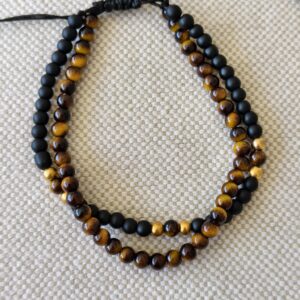 Pulsera de Ojo de Tigre y Obsidiana Natural